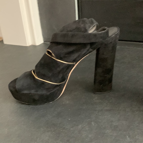 Stuart Weitzman slits suede platform black size 8m - Picture 5 of 9